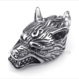 Pingente De Cabeça De Lobo De Titânio Masculino Com Corrente Grátis