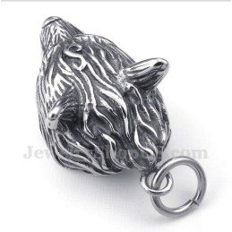 Pingente De Cabeça De Lobo De Titânio Masculino Com Corrente Grátis