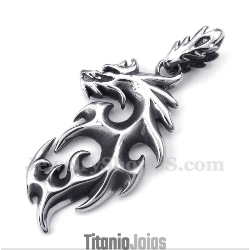 Pingente De Dragão De Fogo De Titânio Masculino Com Corrente Grátis Pingente De Dragão De Fogo De Titânio Masculino Com Corrente Grátis