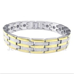 Pulseira Masculina De Ímã De Ouro E Titânio