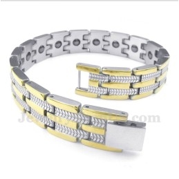 Pulseira Masculina De Ímã De Ouro E Titânio
