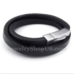 Pulseira Masculina De Couro De Titânio