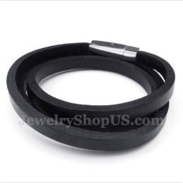 Pulseira Masculina De Couro De Titânio