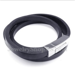 Pulseira Masculina De Couro De Titânio