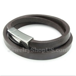 Pulseira Masculina De Couro De Titânio