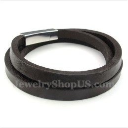 Pulseira Masculina De Couro De Titânio