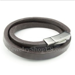 Pulseira Masculina De Couro De Titânio