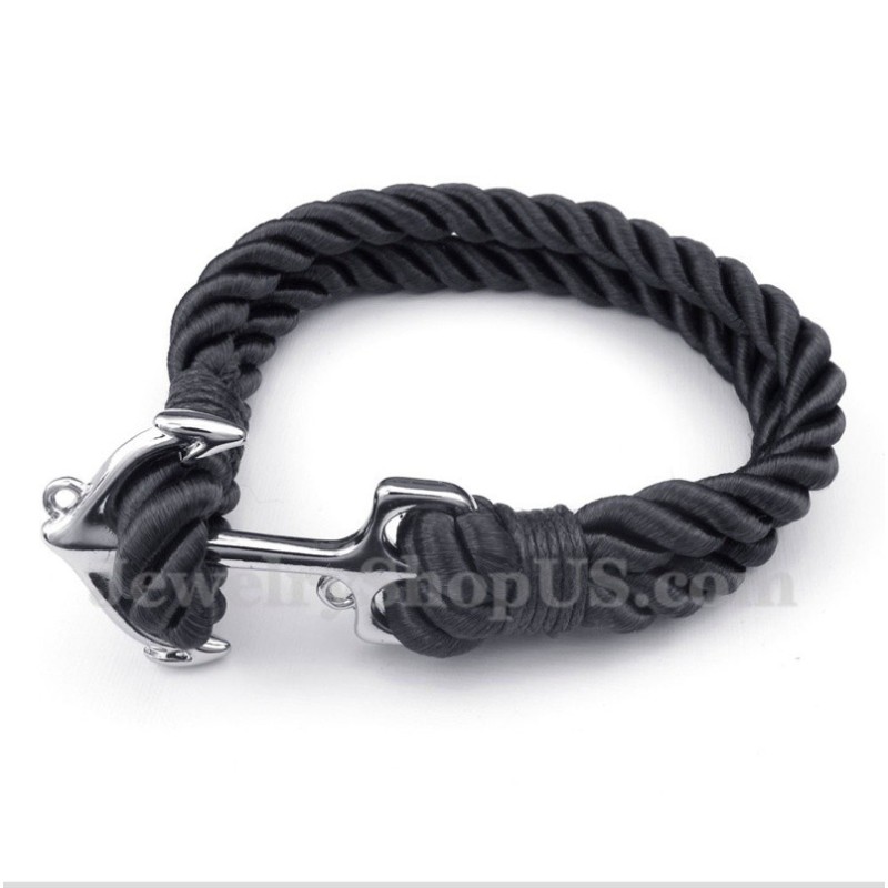 Pulseira Masculina De Corda De Algodão Com Âncora De Titânio Pulseira Masculina De Corda De Algodão Com Âncora De Titânio