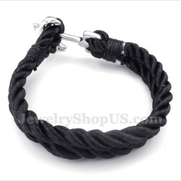 Pulseira Masculina De Corda De Algodão Com Âncora De Titânio