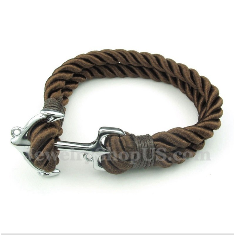 Pulseira Masculina De Corda De Algodão Com Âncora De Titânio Pulseira Masculina De Corda De Algodão Com Âncora De Titânio