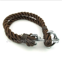 Pulseira Masculina De Corda De Algodão Com Âncora De Titânio