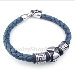 Pulseira Masculina De Couro De Titânio