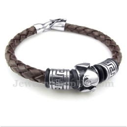 Pulseira Masculina De Couro De Titânio