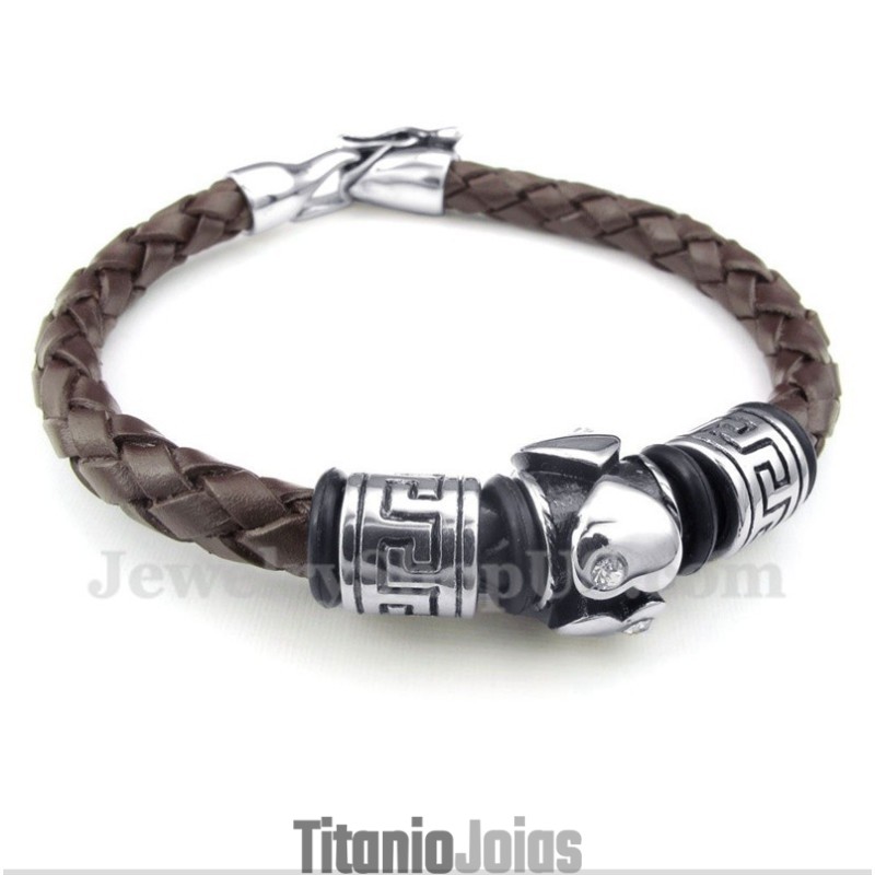 Pulseira Masculina De Couro De Titânio Pulseira Masculina De Couro De Titânio