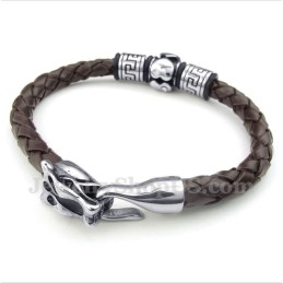 Pulseira Masculina De Couro De Titânio