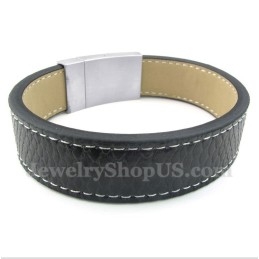 Pulseira Masculina De Couro De Titânio