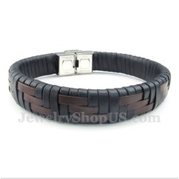Pulseira Masculina De Couro De Titânio