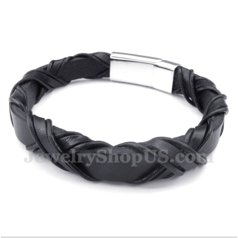 Pulseira Masculina De Couro De Titânio