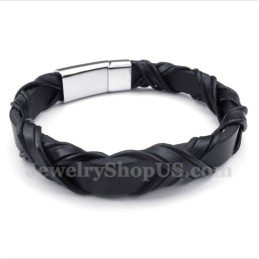 Pulseira Masculina De Couro De Titânio