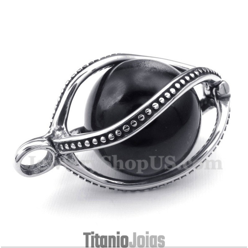 Pingente Masculino De Opala Preta De Titânio Com Corrente Grátis Pingente Masculino De Opala Preta De Titânio Com Corrente Grátis