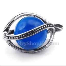 Pingente Masculino De Opala Azul De Titânio Com Corrente Grátis