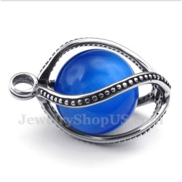 Pingente Masculino De Opala Azul De Titânio Com Corrente Grátis