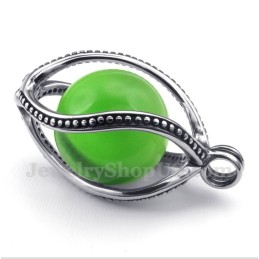 Pingente Masculino De Opala Verde De Titânio Com Corrente Grátis