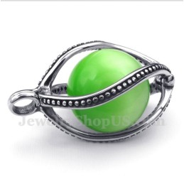 Pingente Masculino De Opala Verde De Titânio Com Corrente Grátis