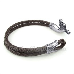Pulseira Masculina De Couro De Titânio