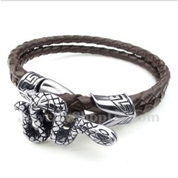 Pulseira Masculina De Couro De Titânio