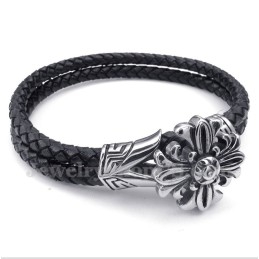 Pulseira Masculina De Couro De Titânio