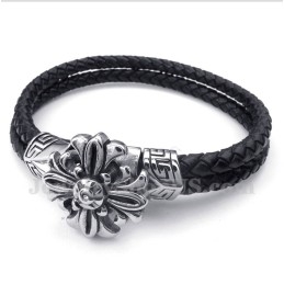 Pulseira Masculina De Couro De Titânio