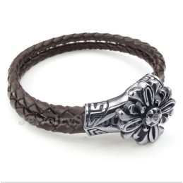 Pulseira Masculina De Couro De Titânio
