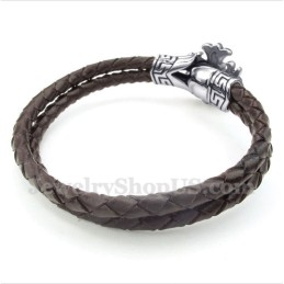 Pulseira Masculina De Couro De Titânio