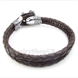 Pulseira Masculina De Couro De Titânio