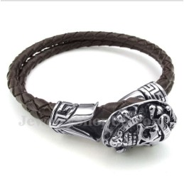 Pulseira Masculina De Couro De Titânio