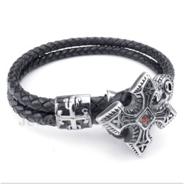Pulseira Masculina De Couro De Titânio
