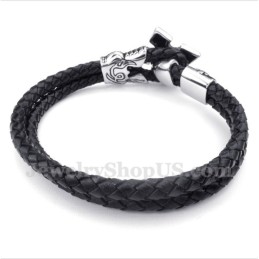 Pulseira Masculina De Couro De Titânio