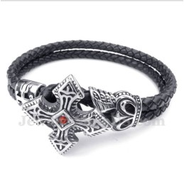 Pulseira Masculina De Couro De Titânio