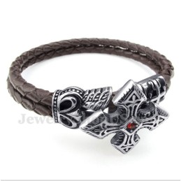 Pulseira Masculina De Couro De Titânio