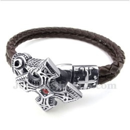 Pulseira Masculina De Couro De Titânio