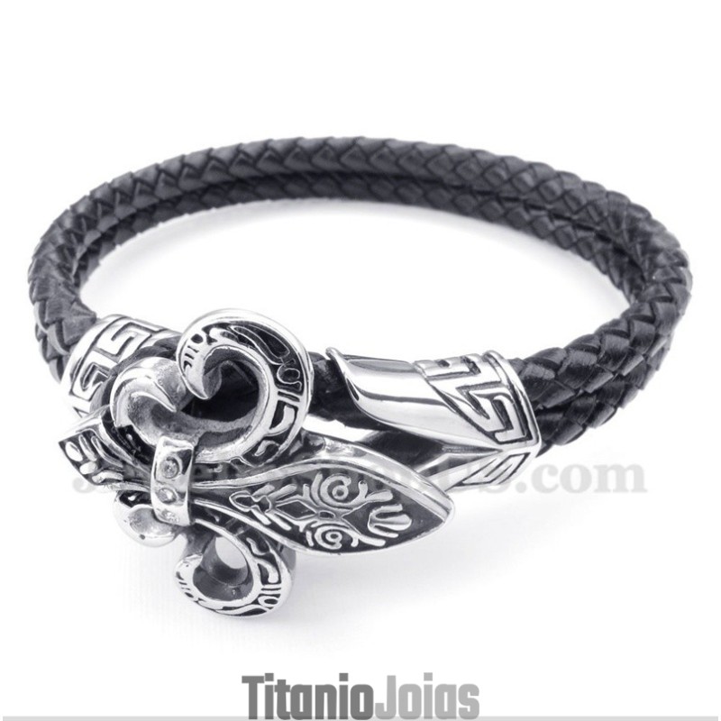Pulseira Masculina De Couro De Titânio Pulseira Masculina De Couro De Titânio