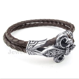 Pulseira Masculina De Couro De Titânio