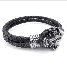 Pulseira Masculina De Couro De Titânio