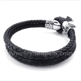 Pulseira Masculina De Couro De Titânio