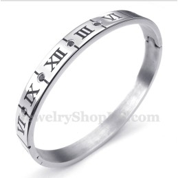 Pulseira Masculina De Titânio Com Diamantes E Algarismos Romanos