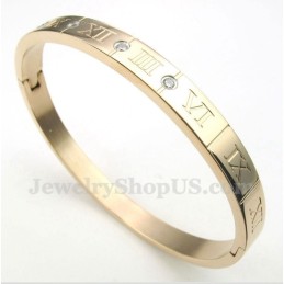 Pulseira Masculina De Titânio Com Diamantes E Ouro Rosa E Algarismos Romanos