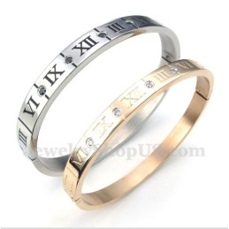 Pulseira De Casal De Titânio E Diamantes Com Algarismos Romanos (Um Par)
