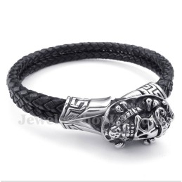 Pulseira Masculina De Couro De Titânio