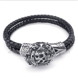 Pulseira Masculina De Couro De Titânio